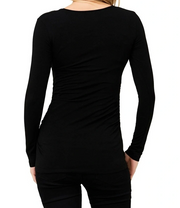 Black Solid Maternity Top with lift up Nursing Access