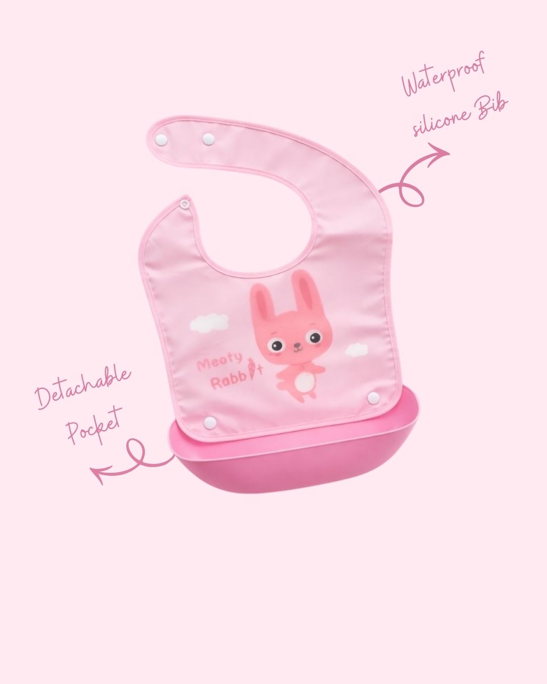 Rabbit Silicone Bib pink