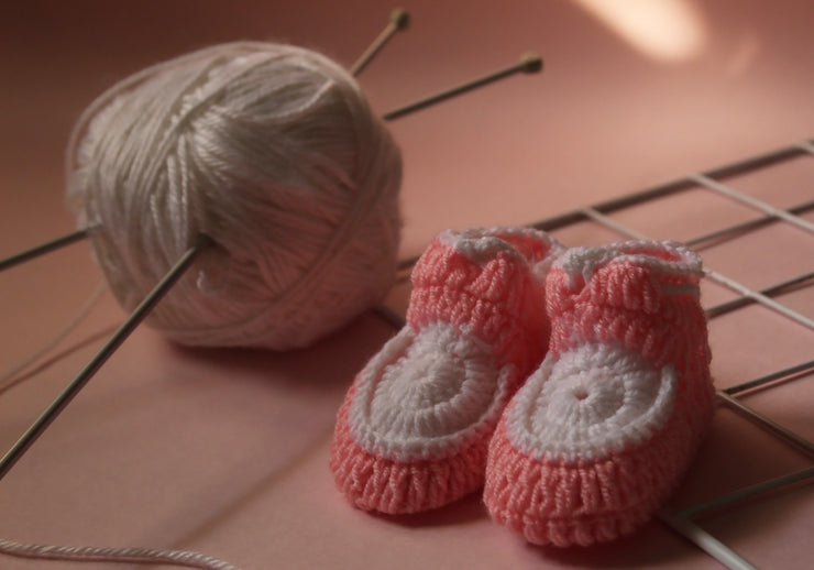 baby pink woolen booties