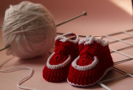 Red woolen booties