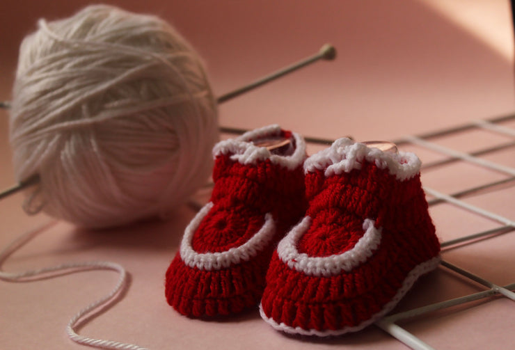 Red woolen booties