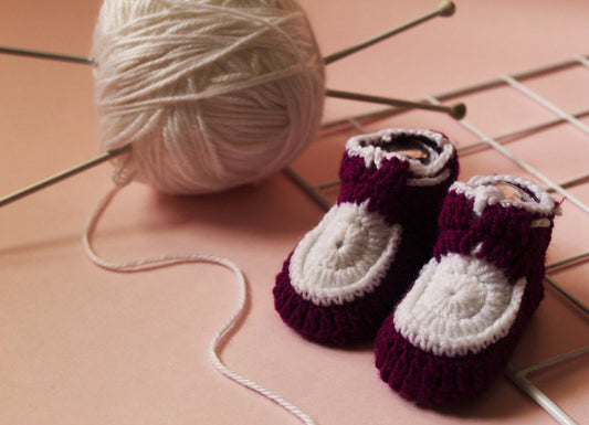 Purple woolen booties