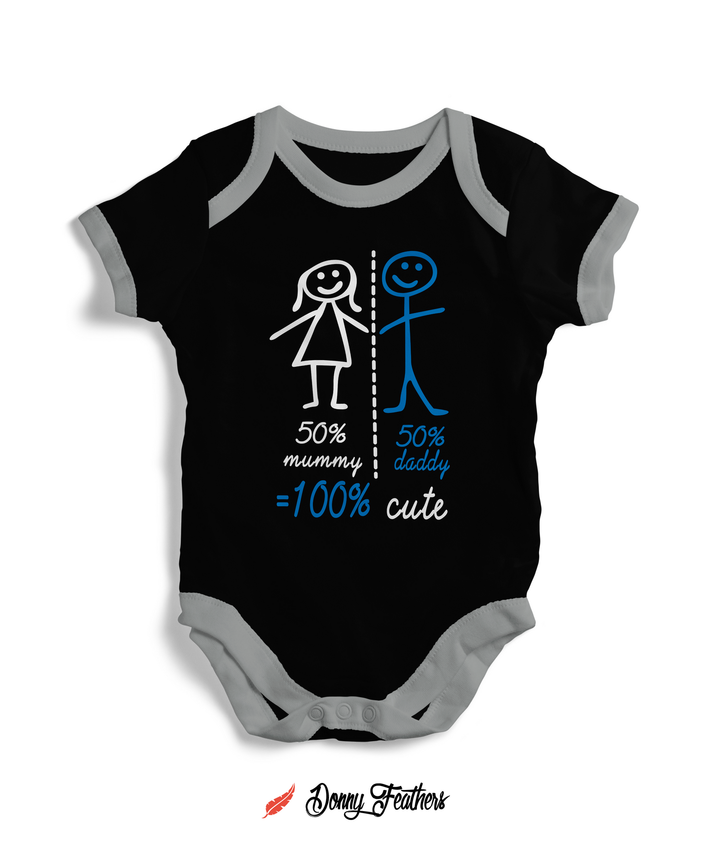 Baby Rompers | Mummy Daddy Baby Romper (Black) By: Donny Feathers