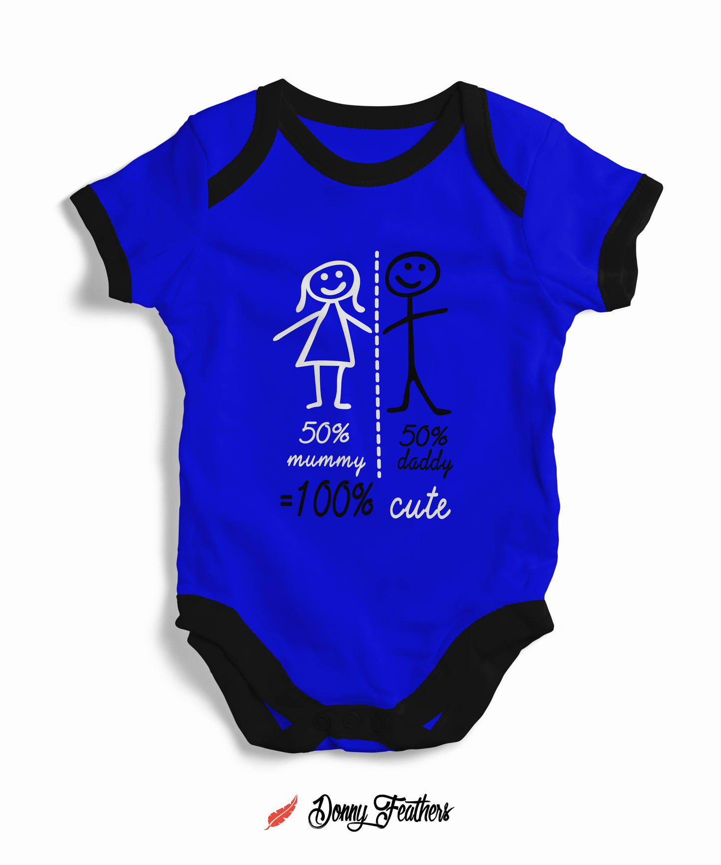 Baby Rompers | Mummy Daddy Baby Romper (Blue) By: Donny Feathers