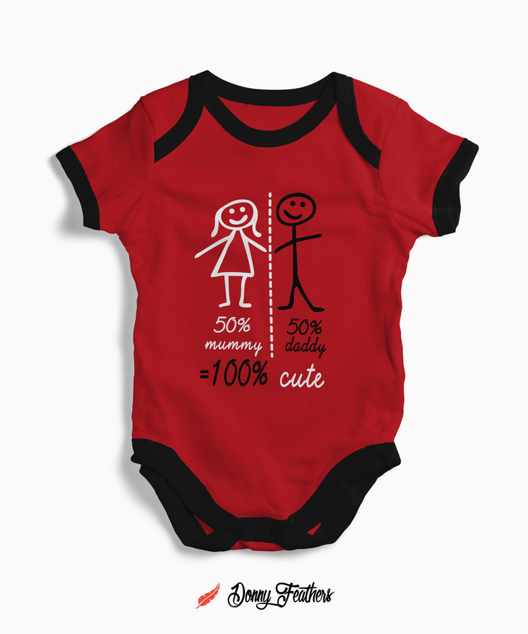 Baby Rompers | Mummy Daddy Baby Romper (Red) By: Donny Feathers