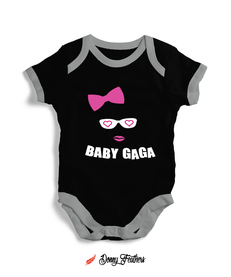 Branded Baby Bodysuits | Baby Gaga Romper (Black) By: Donny Feathers