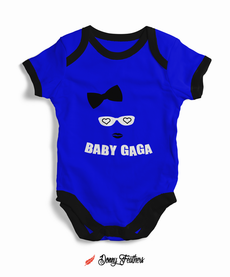 Branded Baby Bodysuits | Baby Gaga Romper (Blue) By: Donny Feathers