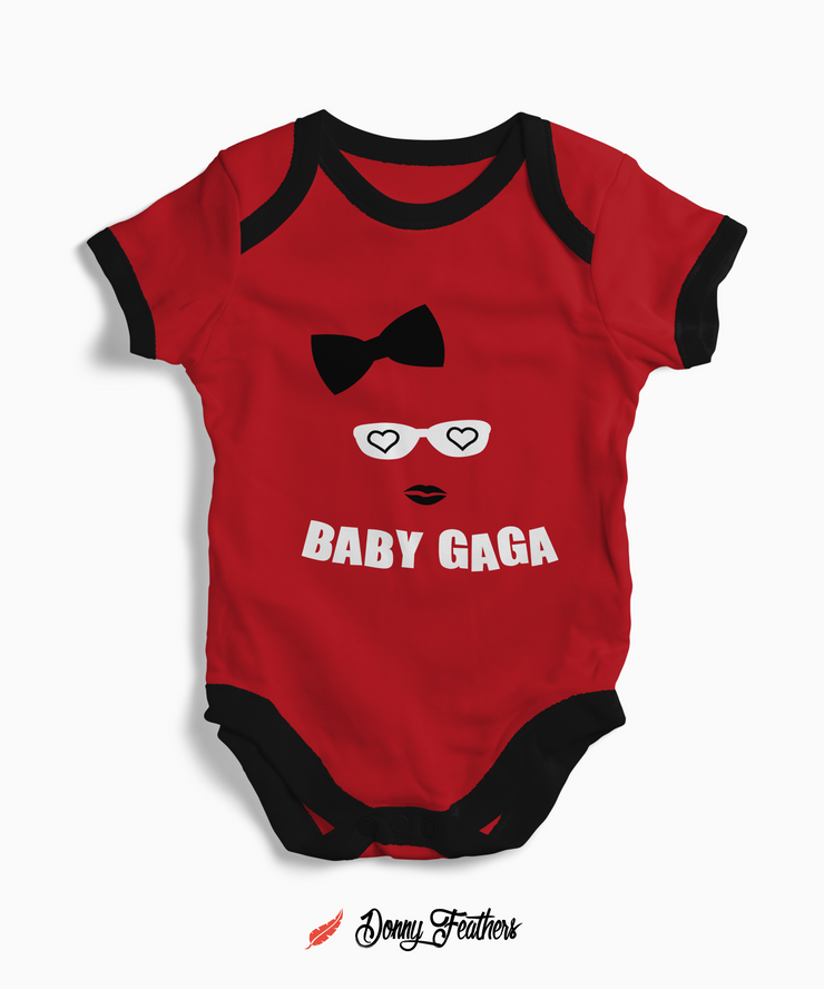 Branded Baby Bodysuits | Baby Gaga Romper (Red) By: Donny Feathers