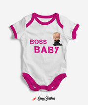 Baby Rompers | Boss Baby Romper (White & Pink) By: Donny Feathers