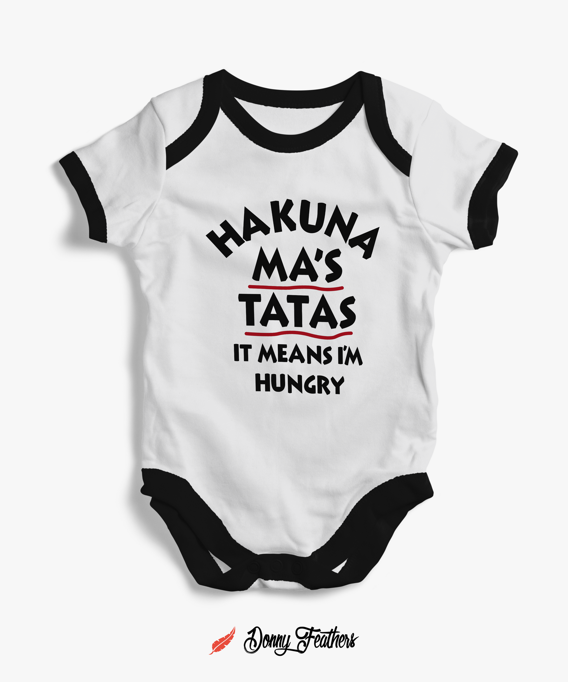 Baby Rompers | Hakuna Matata The Lion King Romper (White & Black) By: Donny Feathers