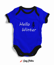 Baby Clothing | Hello Winter Baby Romper (Blue) By: Donny Feathers