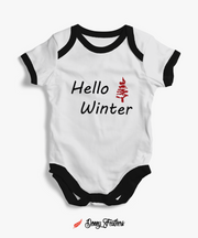 Baby Clothing | Hello Winter Baby Romper (White & Black) By: Donny Feathers