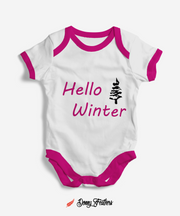 Baby Clothing | Hello Winter Baby Romper (White & Pink) By: Donny Feathers