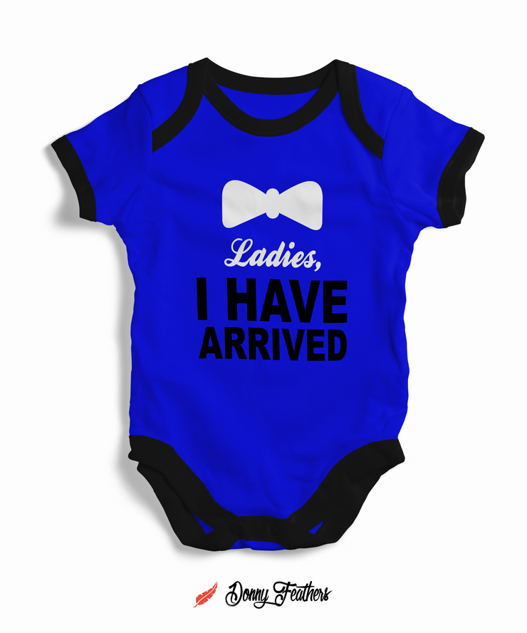 Newborn Baby Clothes | Ladies I Have Arrived Romper (Blue) By: Donny Feathers