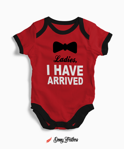 Newborn Baby Clothes | Ladies I Have Arrived Romper (Red) By: Donny Feathers