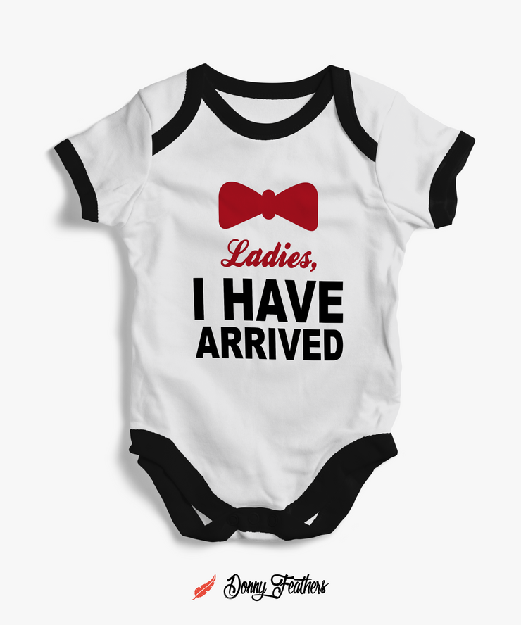 Newborn Baby Clothes | Ladies I Have Arrived Romper (White & Black) By: Donny Feathers