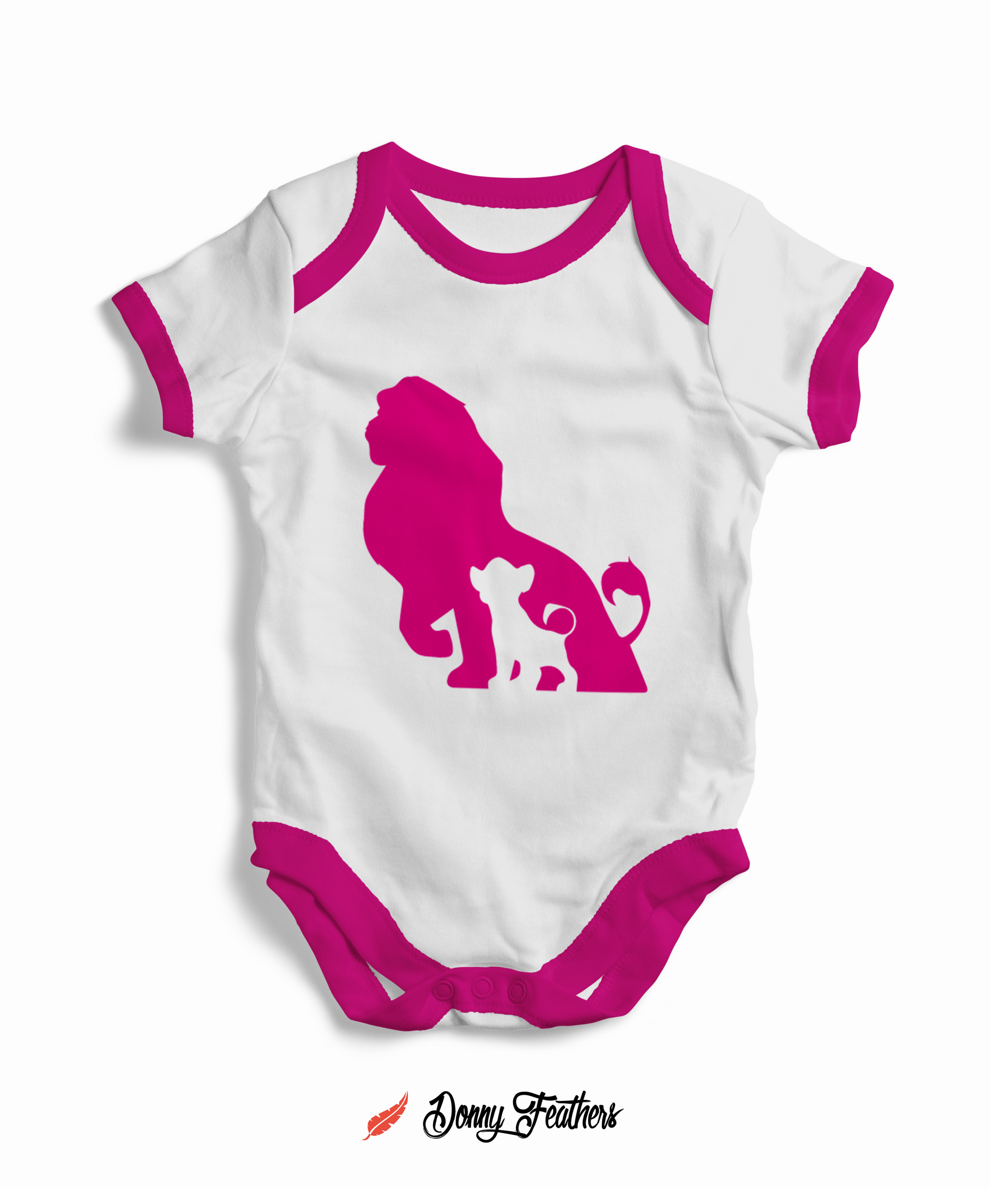 Lion King Baby Bodysuits | Simba The Lion King Romper (White & Pink) By: Donny Feathers