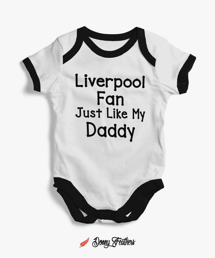Baby Bodysuits | Liverpool Fan Baby Romper (White & Black) By: Donny Feathers