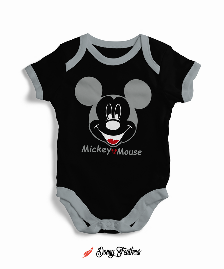 Baby Bodysuits | Mickey Mouse Romper (Black) By: Donny Feathers