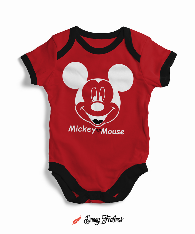 Baby Bodysuits | Mickey Mouse Romper (Red) By: Donny Feathers