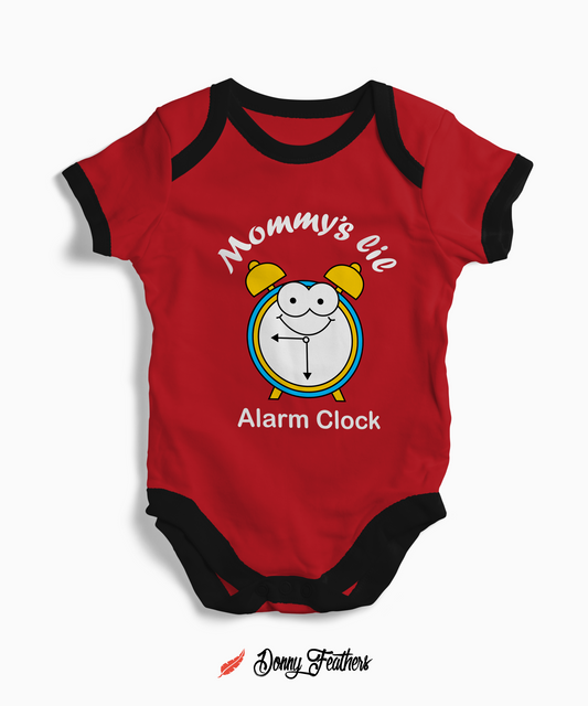 Baby Rompers For Girls | Mommy's Alarm Clock Romper (Red) By: Donny Feathers