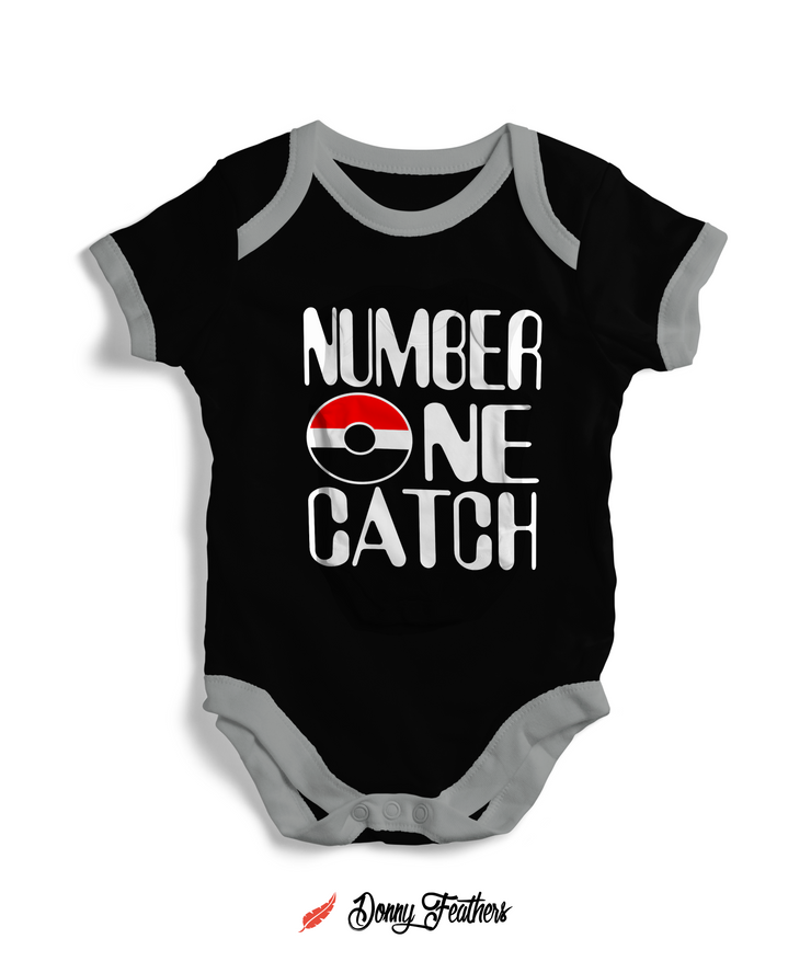 Baby Rompers For Summer | Number One Catch Baby Romper (Black) By: Donny Feathers