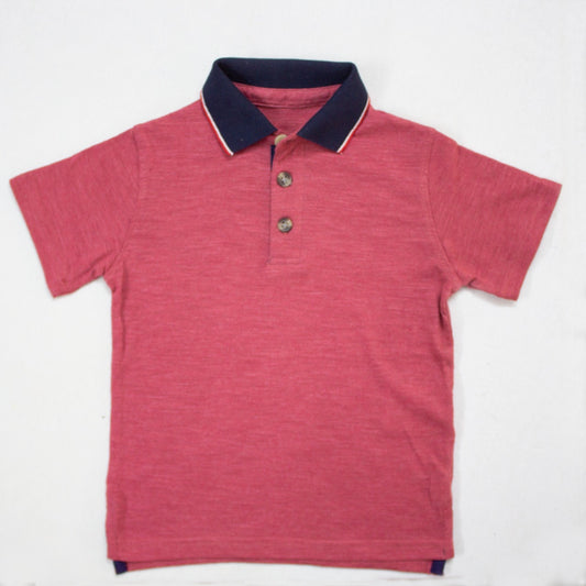 Kids Polo Shirts | Red Polo Shirt With Blue Collar By: Donny Feathers