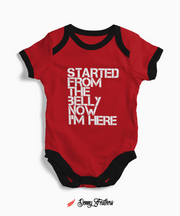 Baby Bodysuits | Started From The Belly Romper (Red) By: Donny Feathers