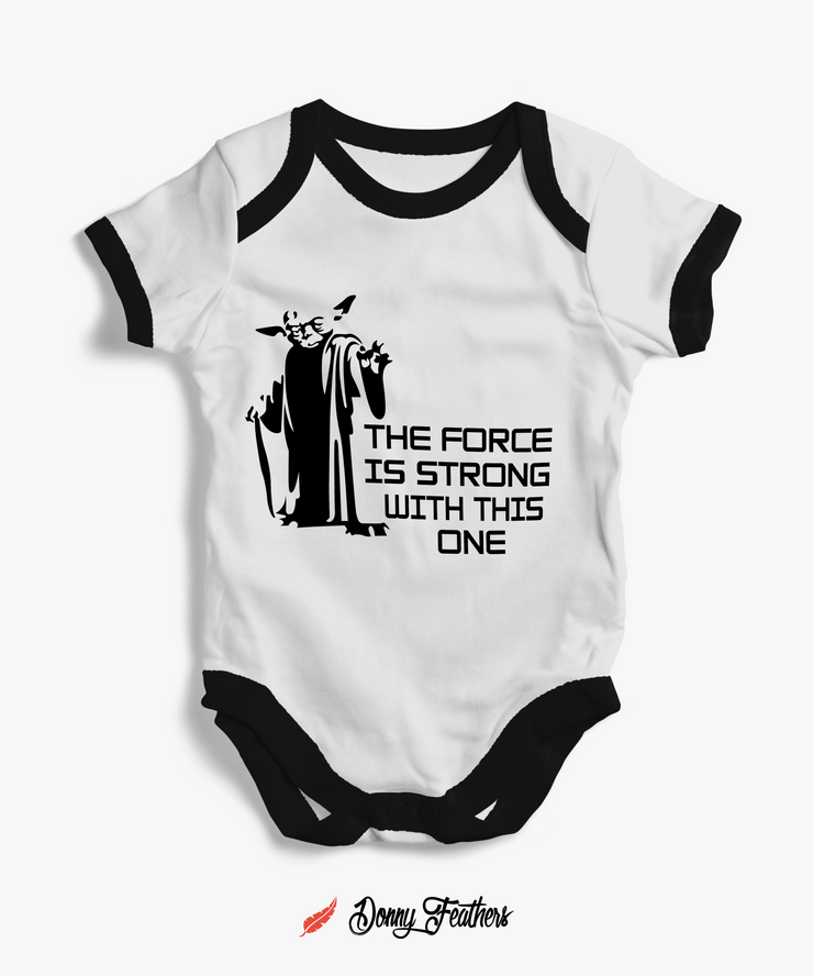 Summer Baby Bodysuits | The Force Baby Romper (White & Black) By: Donny Feathers