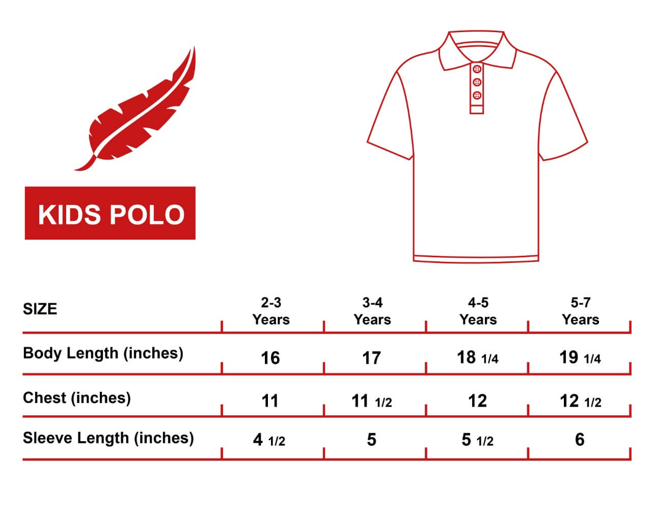 Kids Polo Shirts | Size Chart for Kids Polo Shirt By: Donny Feathers