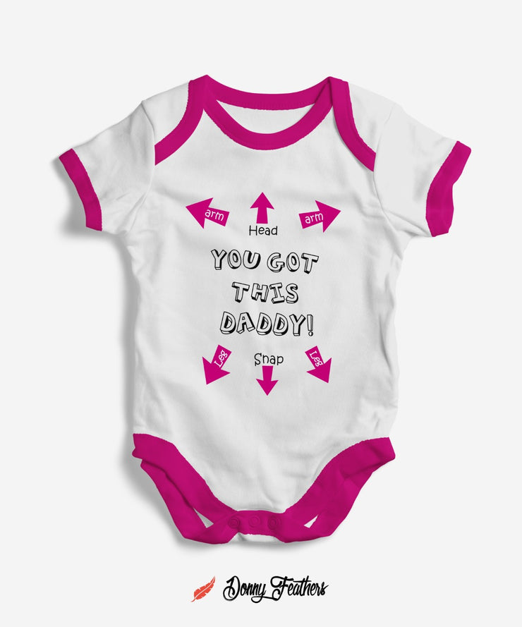 Summer Baby Bodysuits | You Got This Daddy Romper (White & Pink) By: Donny Feathers