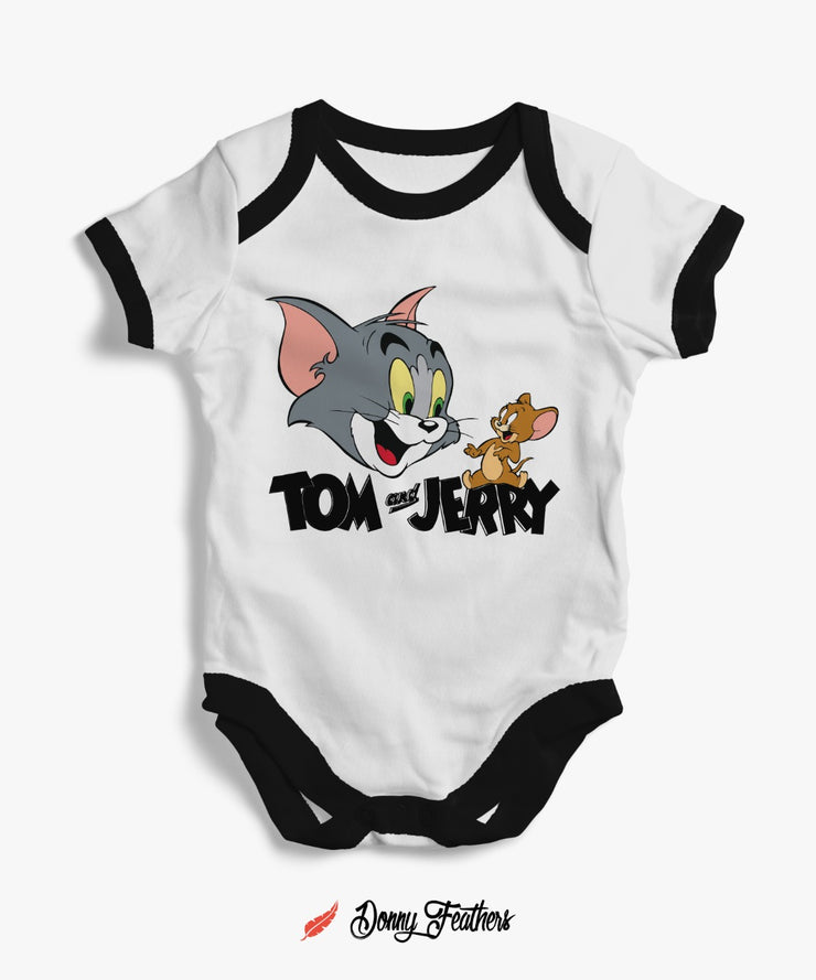 Baby Bodysuits | Tom & Jerry Bodysuit (White & Black) By: Donny Feathers