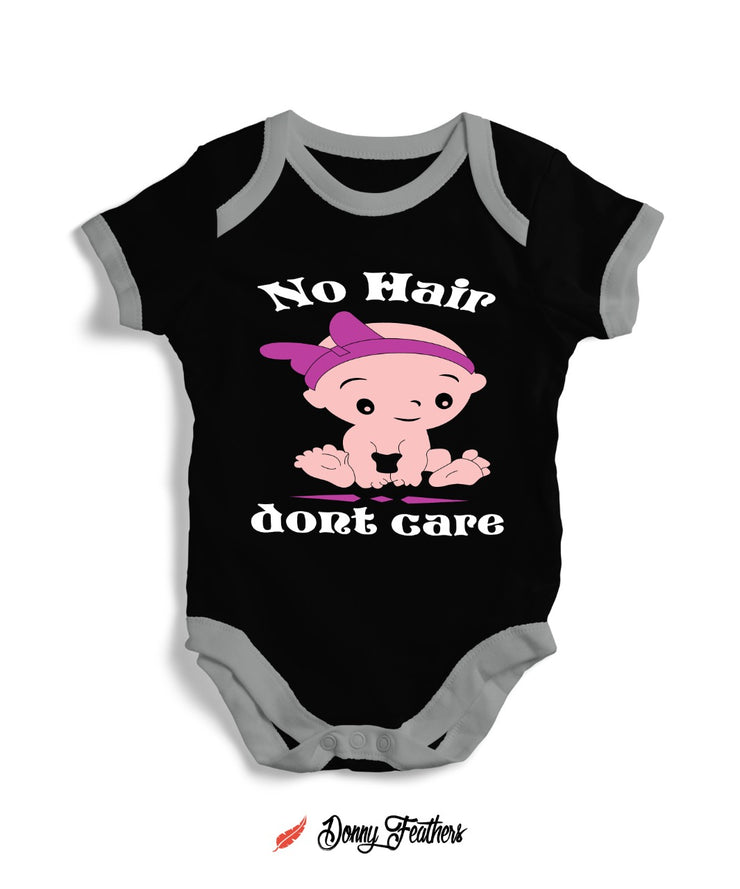 Baby Boys Rompers | No Hair Don't Care Baby Romper (Black) By: Donny Feathers