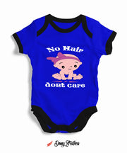 Baby Boys Rompers | No Hair Don't Care Baby Romper (Blue) By: Donny Feathers