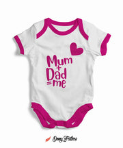 Baby Rompers Online in Pakistan | Dad Mum = Me Romper (White & Pink) By: Donny Feathers